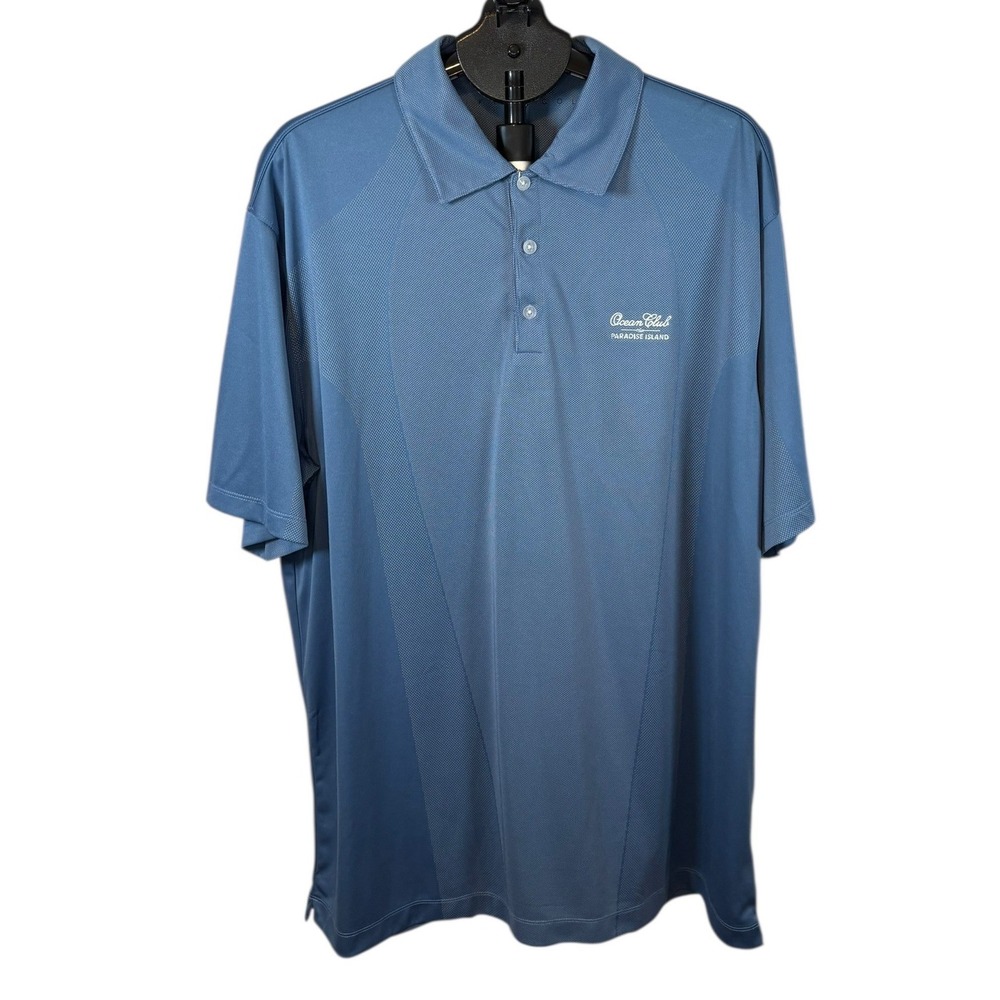 Nike Golf Mens XXL Blue Ocean Club Paradise Island FIT‎ DRY Polo Shirt NEW